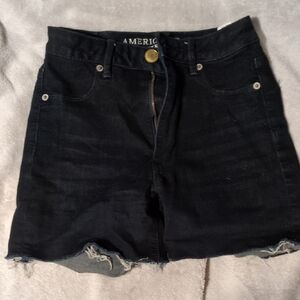 American Eagle Outfitters Black Jean Shorts High-Waisted Distressed
